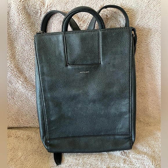 Matt & Nat Black Vegan Leather Backpack - Picture 1 of 5